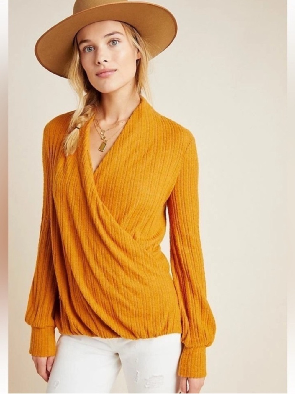 Maeve Rust Color Wrap Sweater